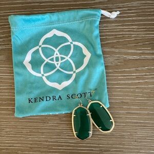 Kendra Scott Emerald Green Gold-Framed Elongated Drop Earrings